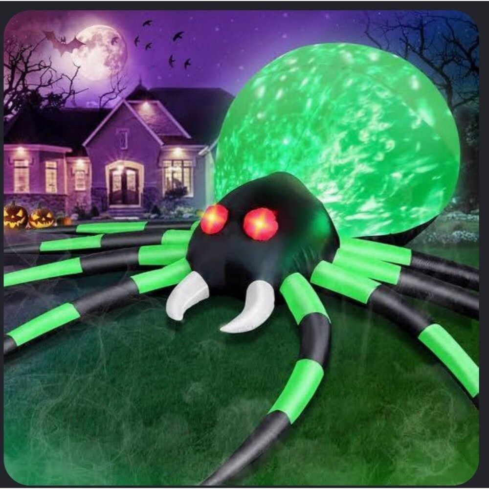 8 Ft X 6 Ft Halloween Inflatable Light Up Spider Outdoor Decor Yard Blow up LED